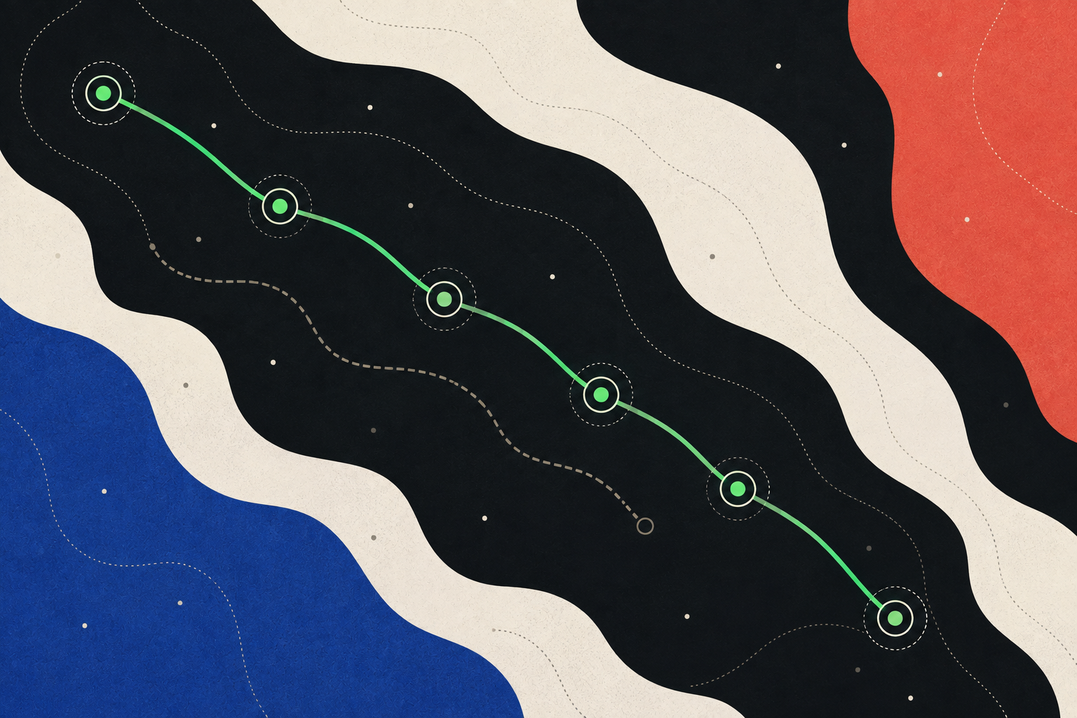 Six flat capability bands aligned into a complete green lead-generation tool path
